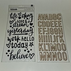 2 Packages Thickers Glitter Foam Stickers Lot Gold White Letters Black Blue NEW
