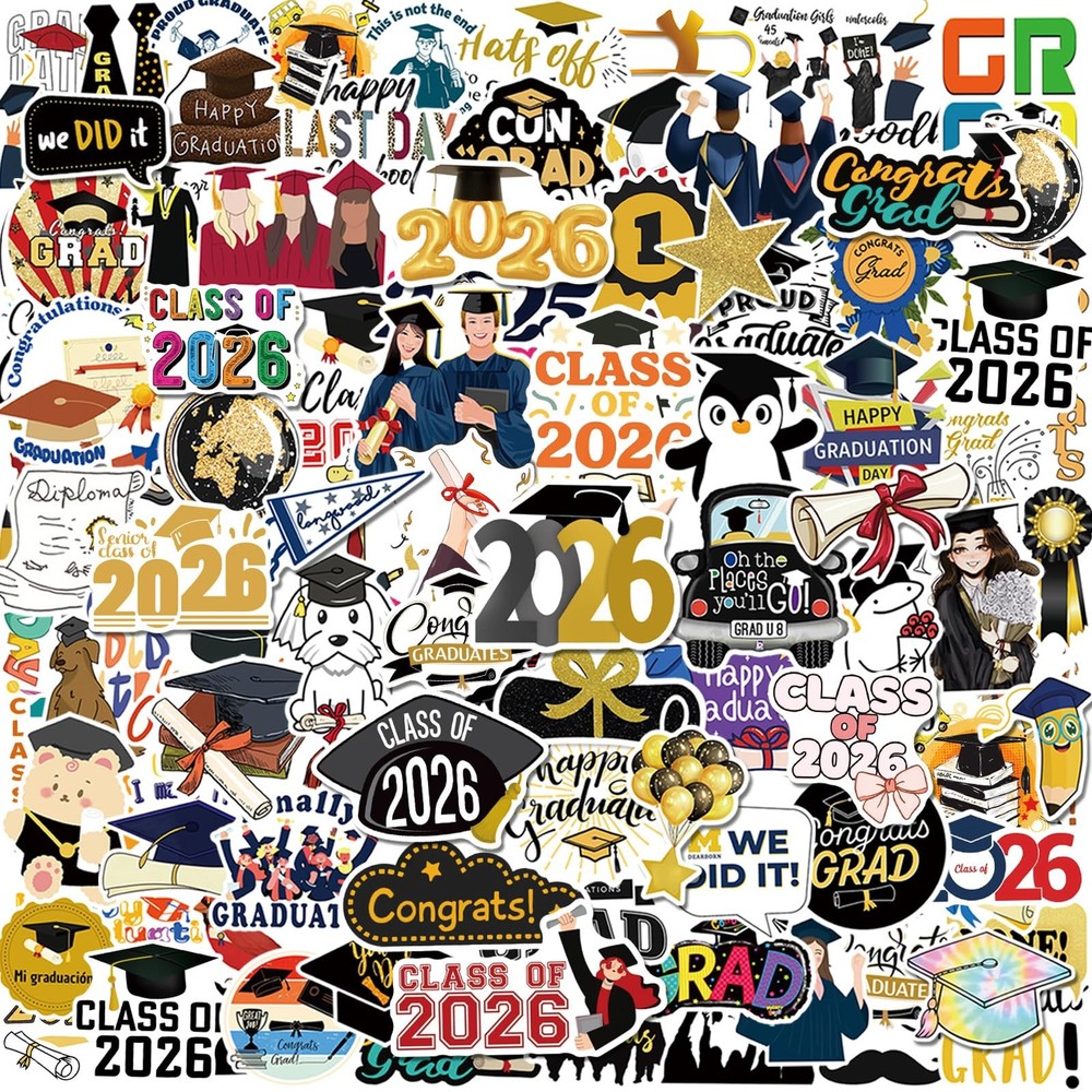 100 Pcs Graduation Stickers 2026, College Stickers, Class of 2026 Stickers fo…