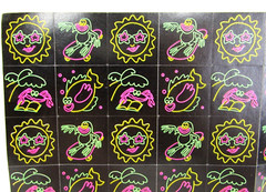 Vintage 1996 Scholastic Neon Fish Crab Sun 64 Stickers 1 Sheet Carla Alpert