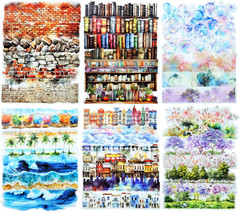 PET Scrapbook Stickers Set, 120PCS Journaling Supplies with 6 Themes Book Wall O