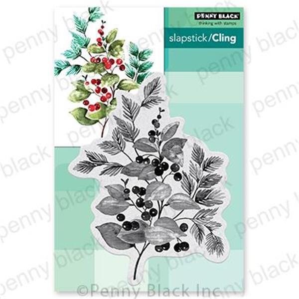 New Penny Black Rubber Stamp MERRIEST LEAVES BERRIES Christmas free USA ship