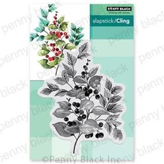 New Penny Black Rubber Stamp MERRIEST LEAVES BERRIES Christmas free USA ship