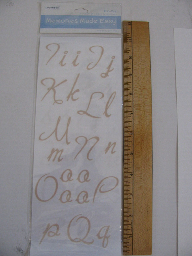 Colorbok ELEGANT NORTH SHORE Rub On Transfers Letters & Number 3 Sheets