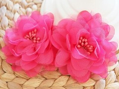 Felicity 5Pk – 3 Apricot 5cm Fuchsia & White 7cm Fabric Lace Organza Manor House
