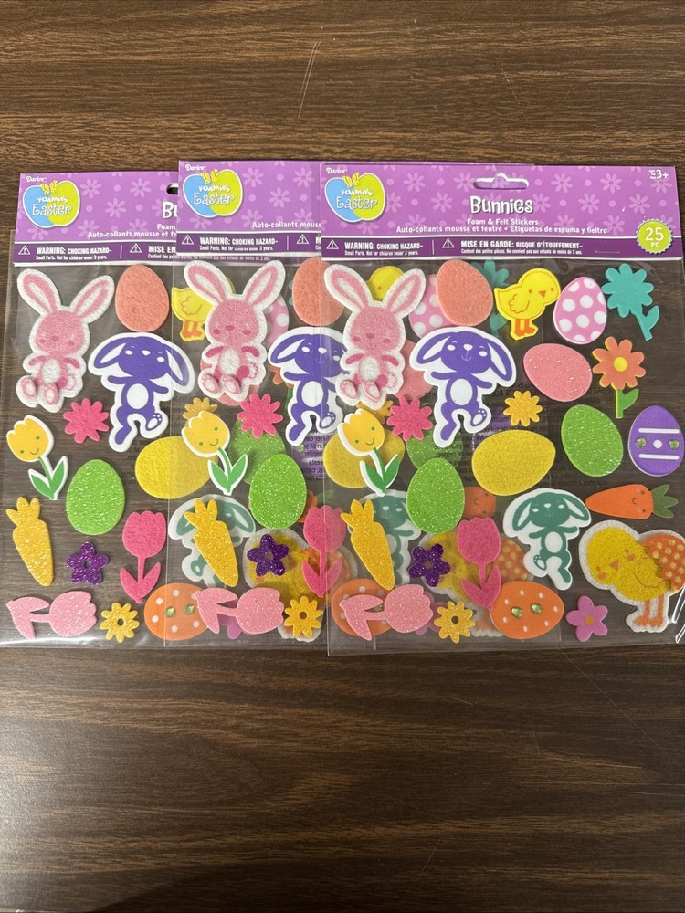 Darice Easter Foamies Felt Stickers 3 Pk 25 In Each Pk