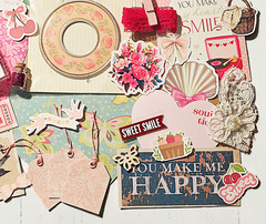 Sweet Love Theme Papercraft Ephemera Kit, Scrapbook Stickers, Junk Journal Kit