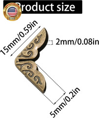 100Pcs 15Mm / 3/5″ Bronze Metal Book Corner Protectors, Vintage Photo Corner Pro