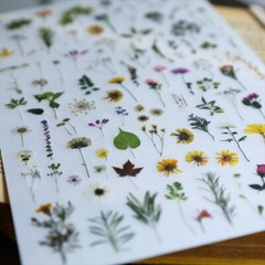 Rub-on stickers | 3 sheets watercolor green leaf botanical flower floral leaves