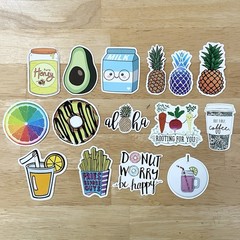 Assorted VSCO Girl Stickers Lot Of Approx 45 Scrunchies Feminine Girly Food