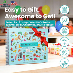 Animal Sticker Book Activity for Kids with 500+ Habitat Stickers, Toddler Airpla