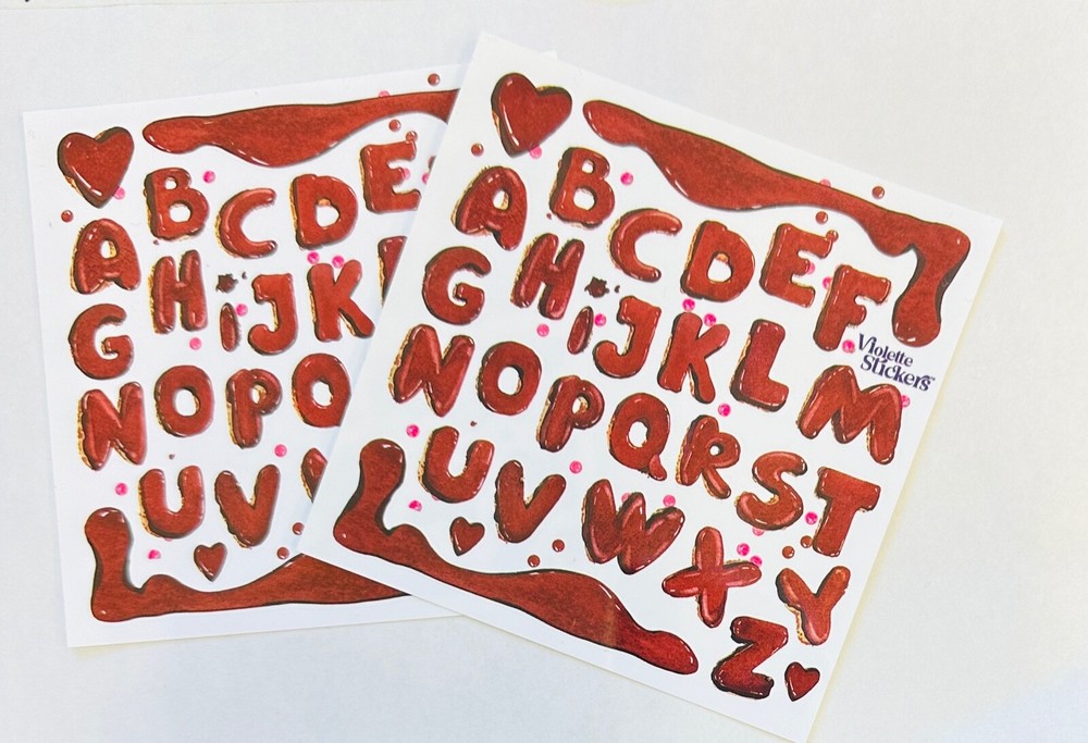 2 Sheets Violette Stickers Chocolate Alphabet Letters ABC Crafts Planner Supply