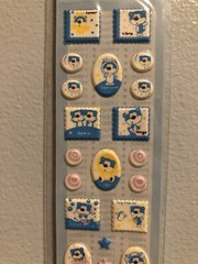 Morning Glory Blue Bear Star Sign Puffy Sticker Sheet Kawaii Vintage Htf