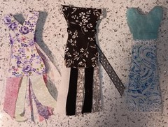 Lot of 3 Handmade Dresses For Junk Journals Scrapbooks Shadow Boxes Or Ornaments