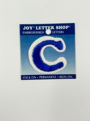 JOY LETTER SHOP Embroidered Letters Blue C Stick On Permanent Iron On
