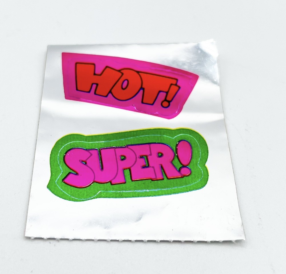 CTP HOT SUPER 1980s Mylar Foil STICKERS NEON Pink Green Orange Vintage Good Job