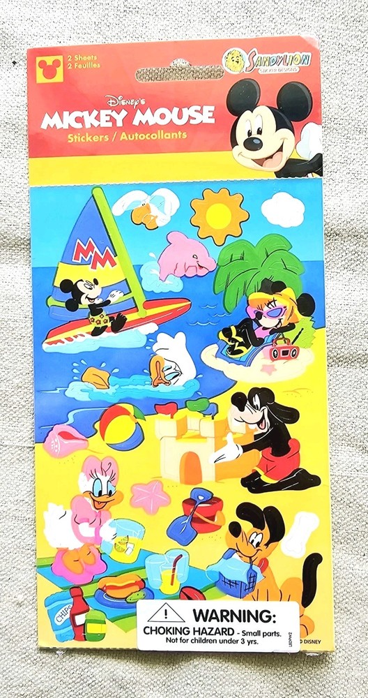 Vintage SandyLion Stickers Disney Mickey Mouse & Friends At Beach