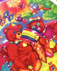 RARE Vintage 1984 Lisa Frank Lovers Lane Jumbo Sticker Teddy Bears Rainbow USA