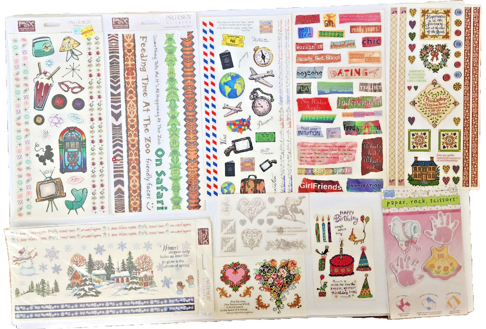 Vintage 2001 PSX Design Scrapbook Stickers Birthday Travel Sayings Love – 10shts