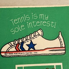 1980 VTG HALLMARK COMIC TENNIS RACKET & BALLS STICKERS