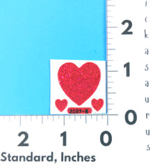 Vintage 80’s Sticca Pink Glitter Hearts Sticker Mini Mod W Number Stamp