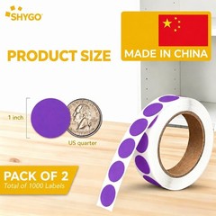 ® Purple Color Coding Labels, 1000 Count 1 Inch Round Color Dot Stickers, 2 R…