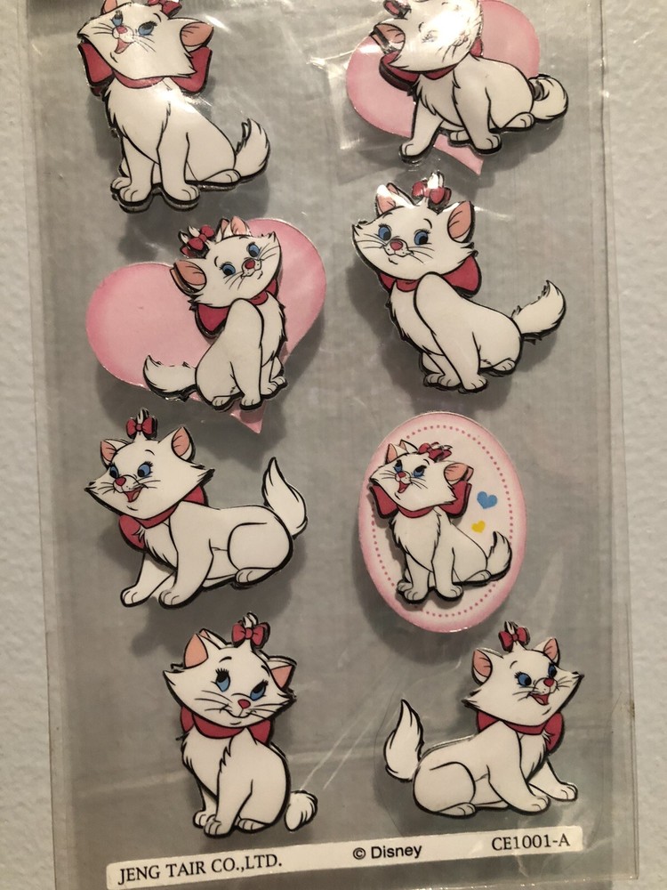 Disney Marie Cat 3d Sticker Sheet Scrapbooking Vintage Htf