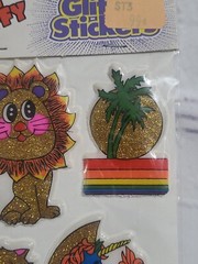 Vintage 80s Glitter Puffy Stickers Unicorn Rainbow Lion Butterfly Gordy Scrapboo