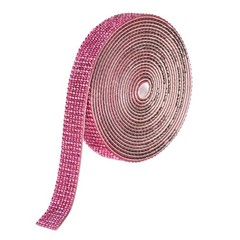 0.6 Inch Self Adhesive Rhinestone Strips 3 Yard for Crafts,Rose Red