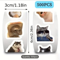 500 Mini Cute Cat Meme Stickers – Kitty Decals Phone Water Bottles Laptops