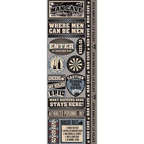 Reminisce Signature Series Cardstock Combo Stickers, 4.25 by 12-Inch, Man Cave