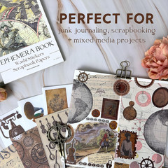 411 Vintage Washi Stickers & 20 Scrapbook Papers Ephemera for Junk Journals & Sc