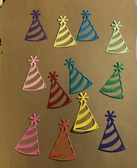 Small Party/Birthday Hats Die Cut Embellishments 12 pcs 2-1/4” x 1-1/2”