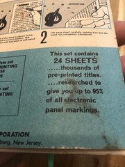 Letraset INSTANT LETTERING Dry Transfer Letters Black Electrical Equipment Sheet