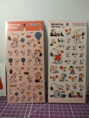 Peanuts Snoopy Masking Stickers Set of 2 Sheets Kawaii White & Red New 2021
