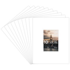 10 Pack Acid Free 11X14 White Picture Frame Mats with White Core Bevel Cut