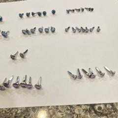 Stampin’ Up! Ice Circles Rhinestone Brads Blue Purple Silver Green Split Pins