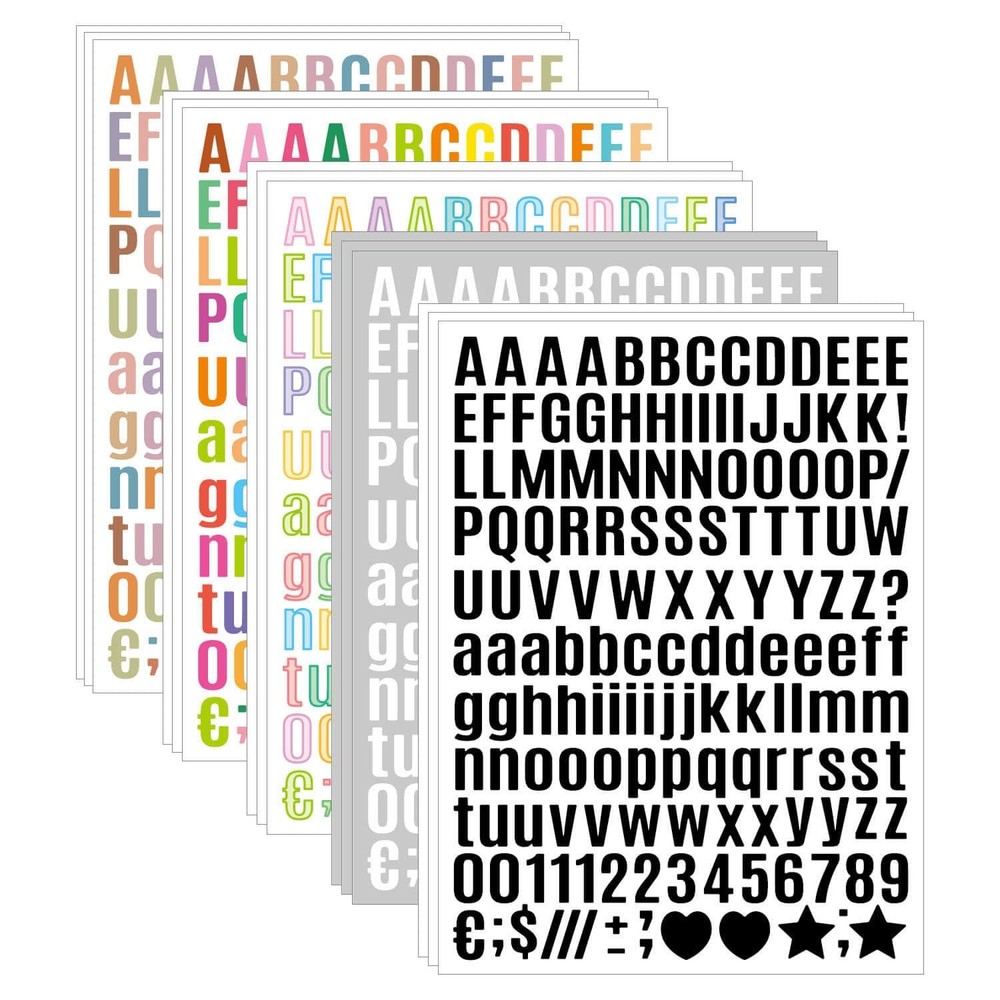 15 Sheets 0.5 Inch Mini Letter Stickers,Vinyl Inch, Multicolor