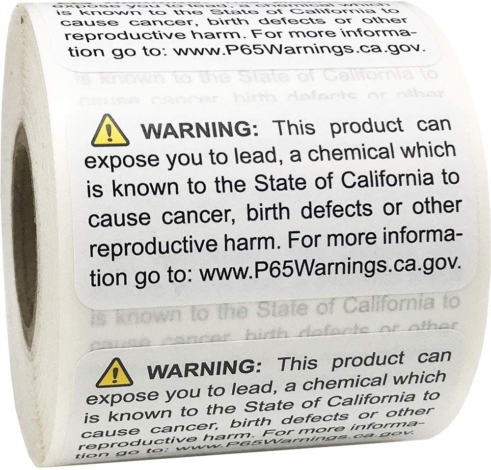 California Proposition 65 Contains Lead Warning Labels 1 x 2 inch 500 Adhesiv…