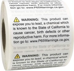California Proposition 65 Contains Lead Warning Labels 1 x 2 inch 500 Adhesiv…
