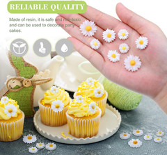 50 Pcs Flatback Resin Daisy Flowers Daisy Flower Epoxy Beads Charms Mini Decorat