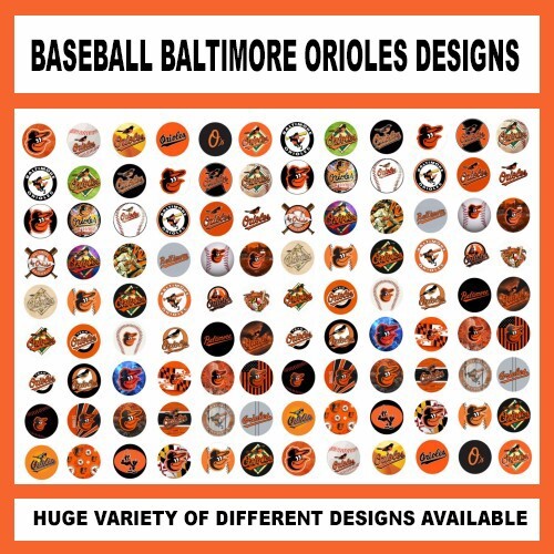 100 Precut BASEBALL ORIOLES TEAM BOTTLE CAP CHARM TRAY IMAGES 1 inch DESIGNS