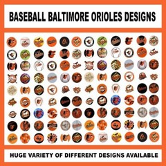100 Precut BASEBALL ORIOLES TEAM BOTTLE CAP CHARM TRAY IMAGES 1 inch DESIGNS