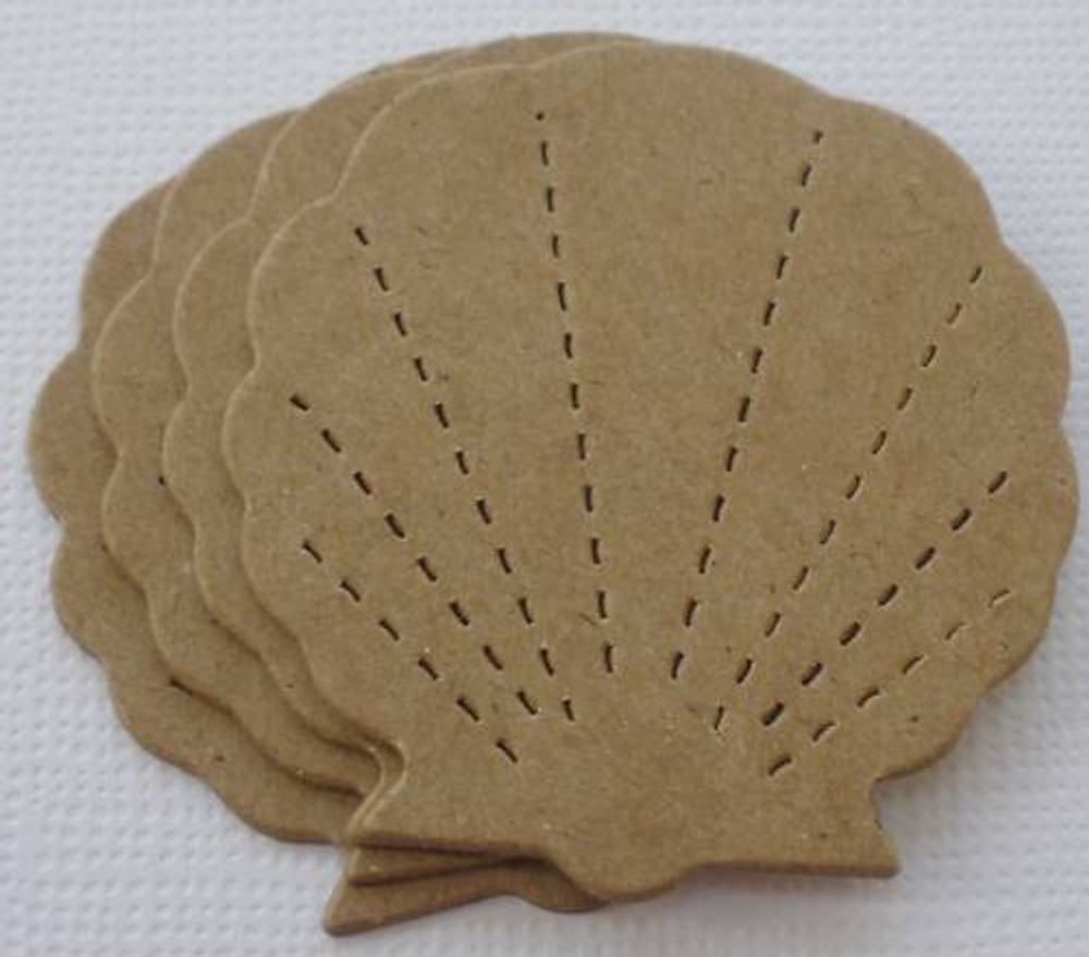 {6} SEASHELLS – Chipboard Die Cuts Bare Unfinished Sea Shells 1 1/2″ x 1 5/8″