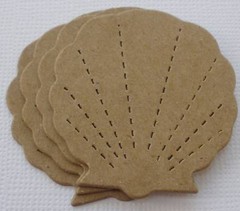 {6} SEASHELLS – Chipboard Die Cuts Bare Unfinished Sea Shells 1 1/2″ x 1 5/8″