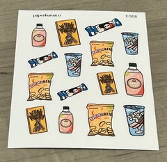 NEW PaperKumaCo “Snack Time” Sticker Sheet Paper Kuma Co PKC Stickers A