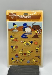 Vtg Ambassador Hallmark Peanuts Snoopy Woodstock Thanksgiving Stickers NIP NOS