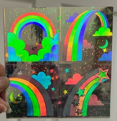Lot Of 8 RARE VTG 80’s Rainbow Holographic Hologram 2” Stickers