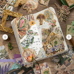 100 PIECES PER KIT BEAUTIFUL NATURE ITEMS FLOWERS MUSHROOMS LEAVES STAMPS A+