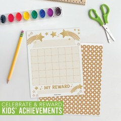Kids Behavior Sticker Chart, 25 Reward Charts, Gold Star Incentives