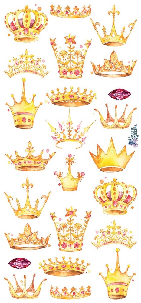 VIOLETTE STICKER – FOIL CROWNS – 8″ x 3 3/4″ (20cm x 9.5cm)